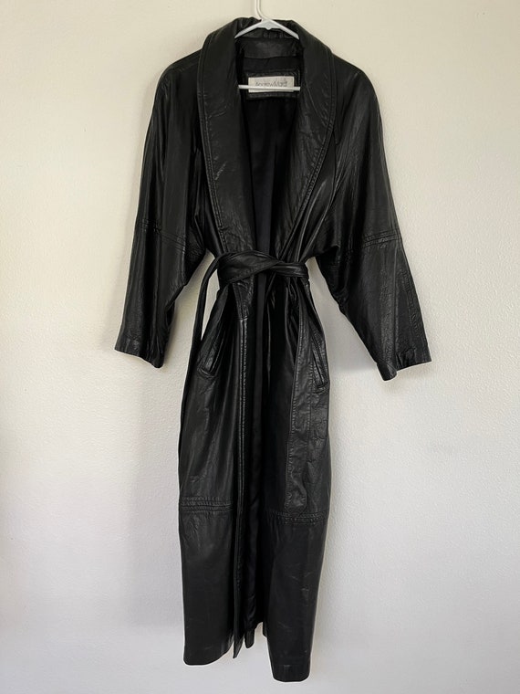 Vintage Andrew Marc Long Leather Belted Coat