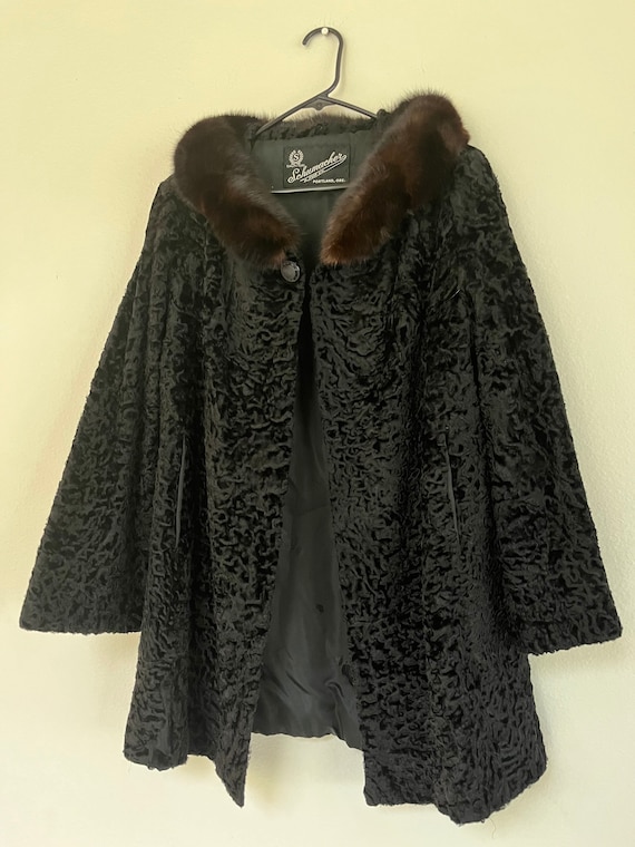 50's Persian Lamb Fur Coat with Mink Collar - Styled … - Gem