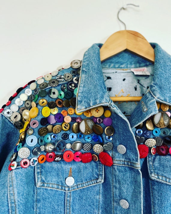 Vintage BONGO 80s Denim Jacket embellished button… - image 4