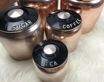 Mid Century Kitchen Canister Set Of 5 Cookie Tea Coffee