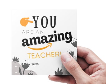 EDITABLE Thank You Gift Tag Teacher Appreciation Gift Label • You are an amazing teacher - Amazon gift card tag