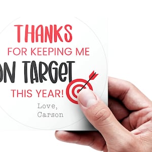 EDITABLE Thank You Gift Tag Teacher Appreciation Gift Label • Thanks for keeping me on target this year