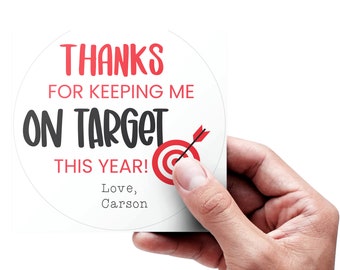 EDITABLE Thank You Gift Tag Teacher Appreciation Gift Label • Thanks for keeping me on target this year