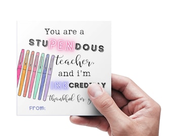 EDITABLE Thank You Gift Tag Teacher Appreciation Gift Label • You are a stuPENdous teacher and I'm INKredibly grateful