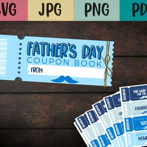 Father&#39;s Day coupon book for dad - svg cut file for Cricut or Silhouette-  20 pre-made designs and editable file to create your own