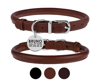 Rolled leather dog collar pets at home Clearance