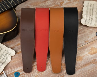 Leather Personalized Guitar Strap, Adjustable Electric Guitar Strap, Customized Soft Guitars Straps, Gifts for Guitar Player