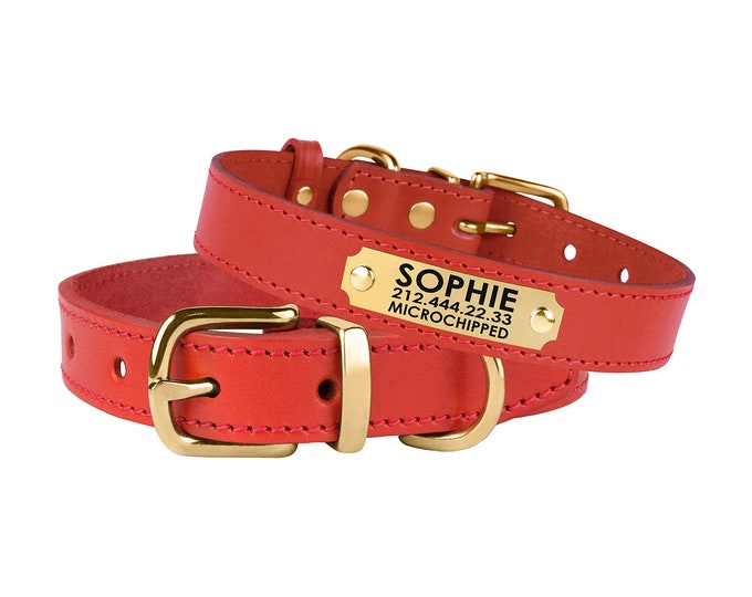 Personalized Dog Collar Red Dog Collar Female Dog Collar Etsy