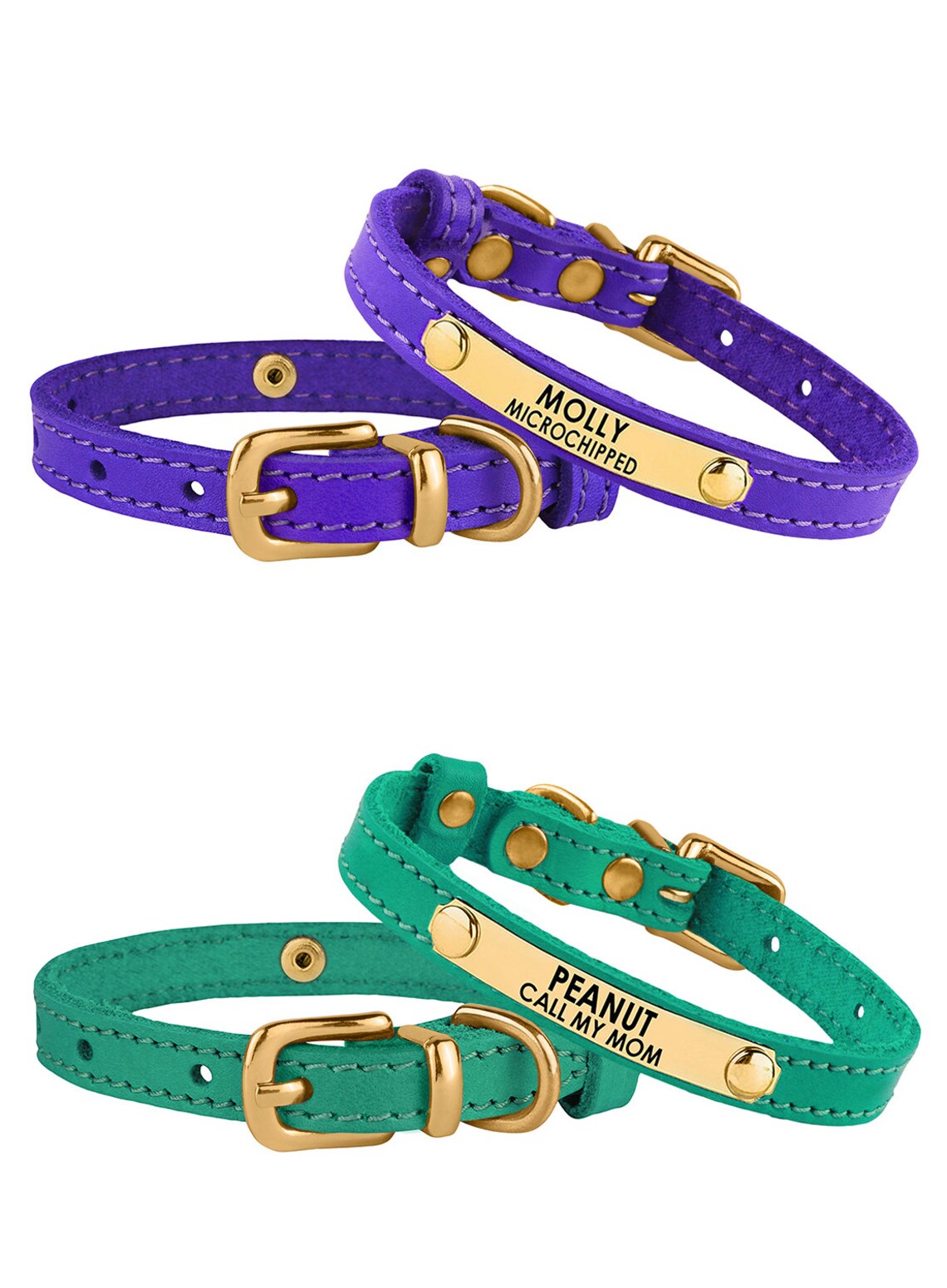 Cat Collar Personalized Leather Cat Collar Small Dog Collar Etsy