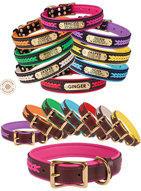 Dog Collar Personalized Dog Collar Leather Braided Dog Etsy