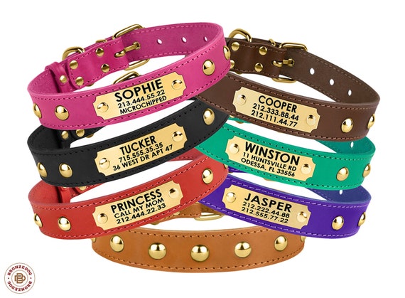 personalized leather studded dog collars