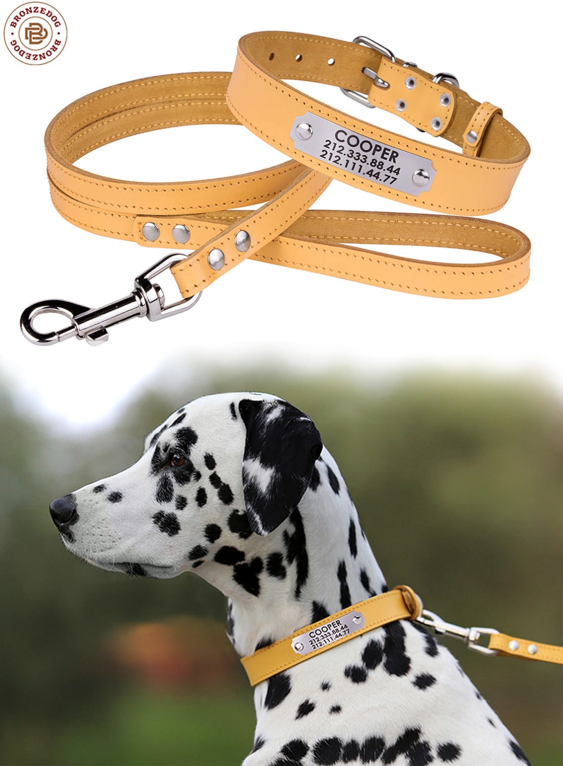 Large Small Dog Collar Leash Set Personalized Laser Engraved Etsy
