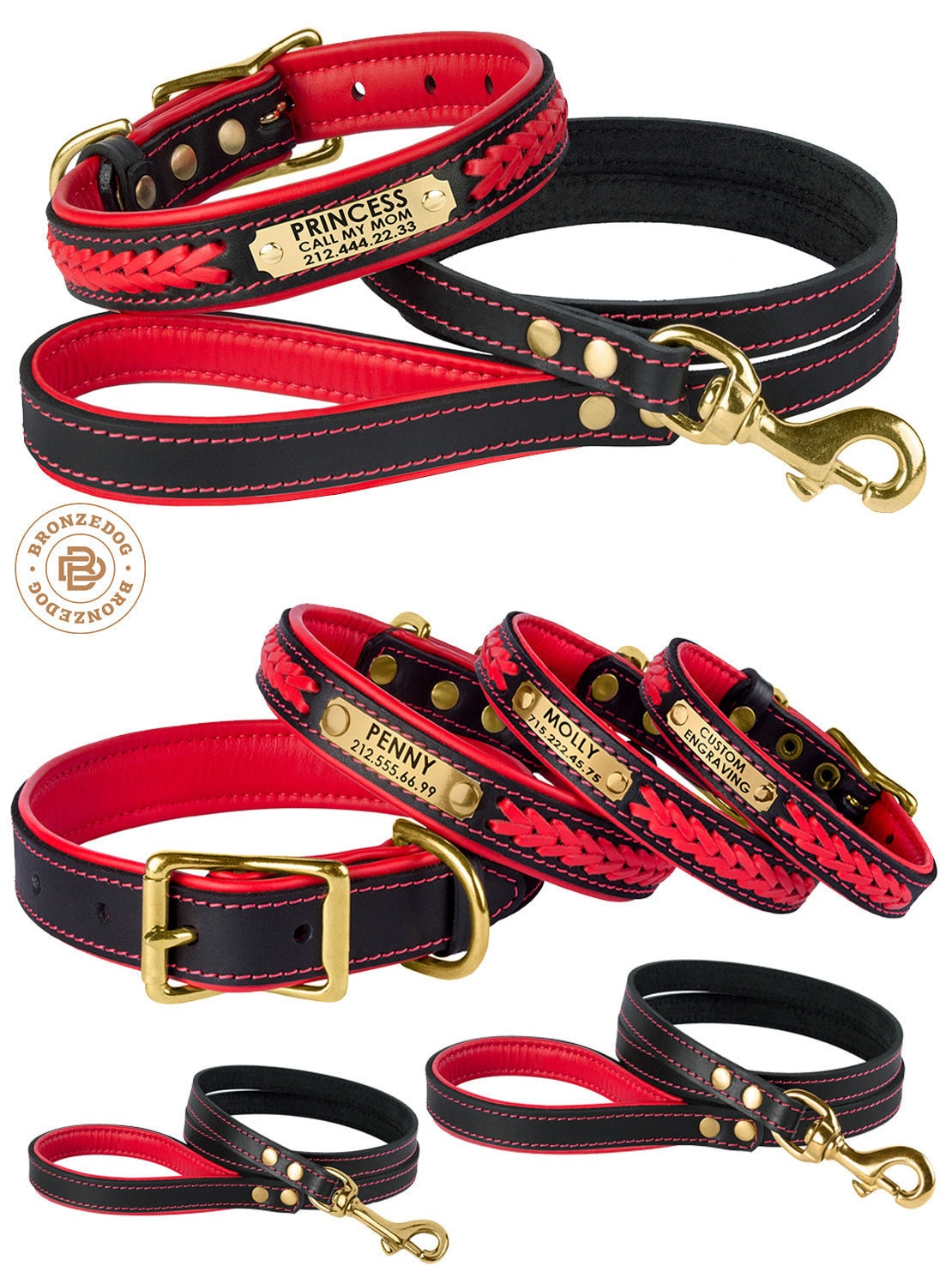 Roter Hund Halsband Leine Set Leder personalisierte Custom Etsy