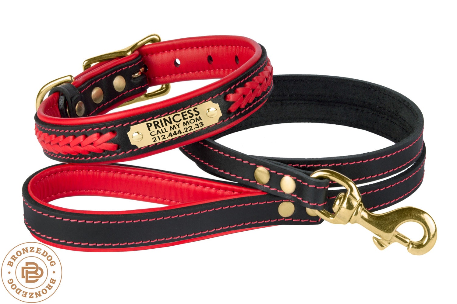 Roter Hund Halsband Leine Set Leder personalisierte Custom Etsy