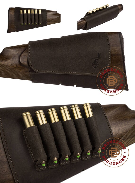 Leather Stock Cover Buttstock Ammo Carrier Hunting Shell ...