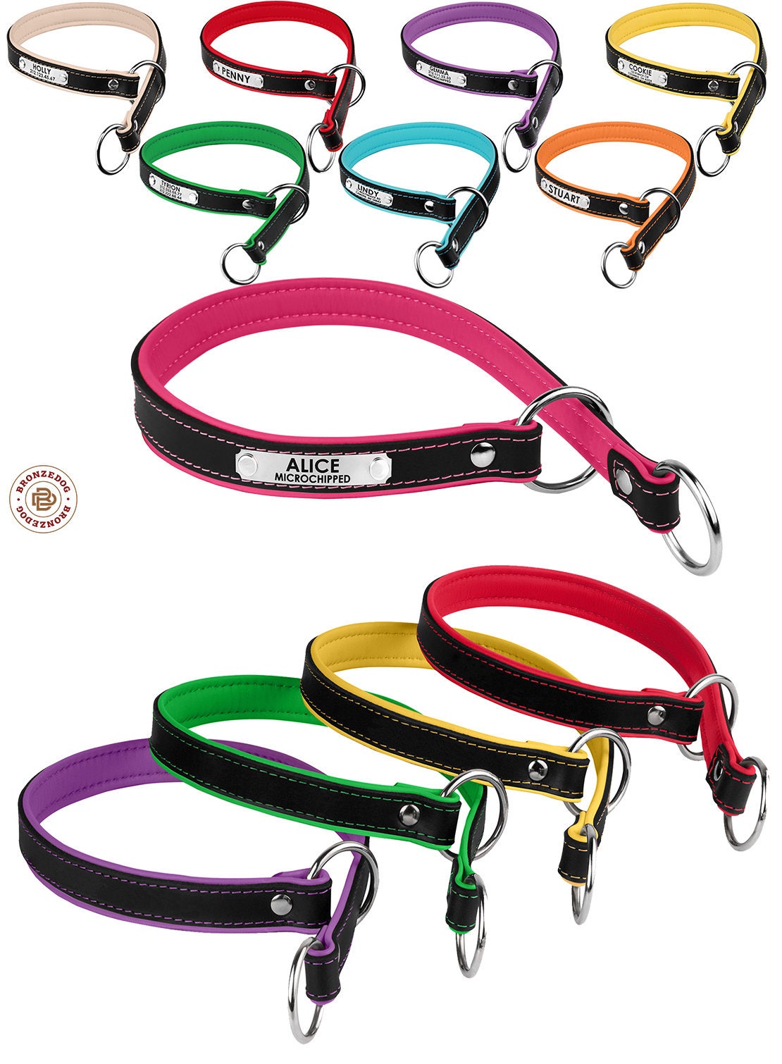 Choke Dog Collar Personalized Leather Slip Collars for Dogs Etsy