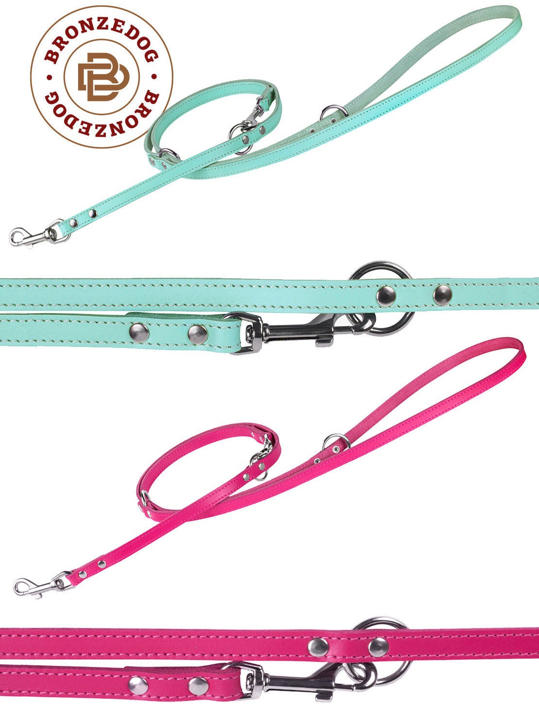 Universal Leather Dog Leash Lead Training Hands Free Two Dog Etsy