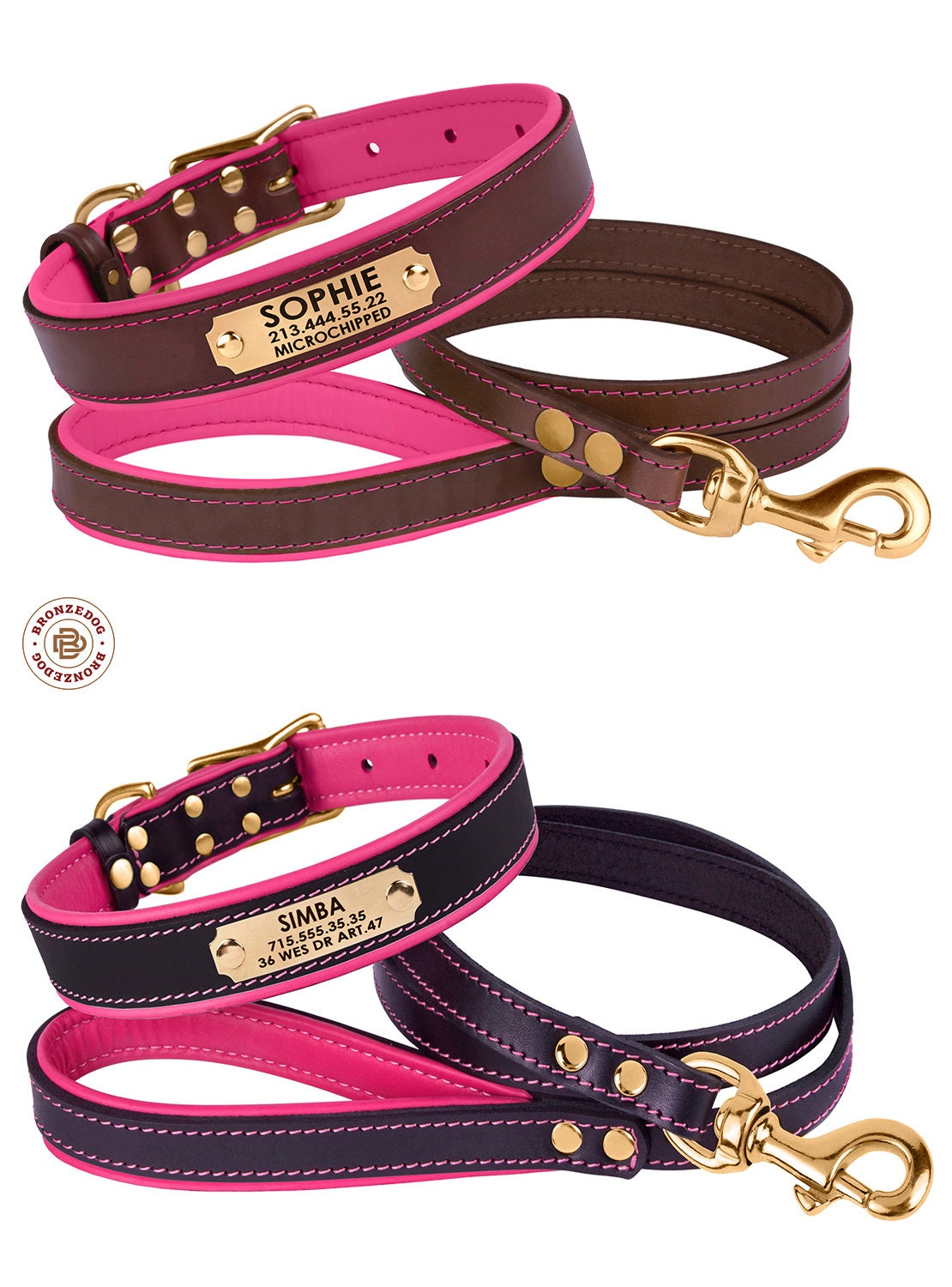 Custom Dog Collar Leash Set Leather Dog Collar Personalized Etsy