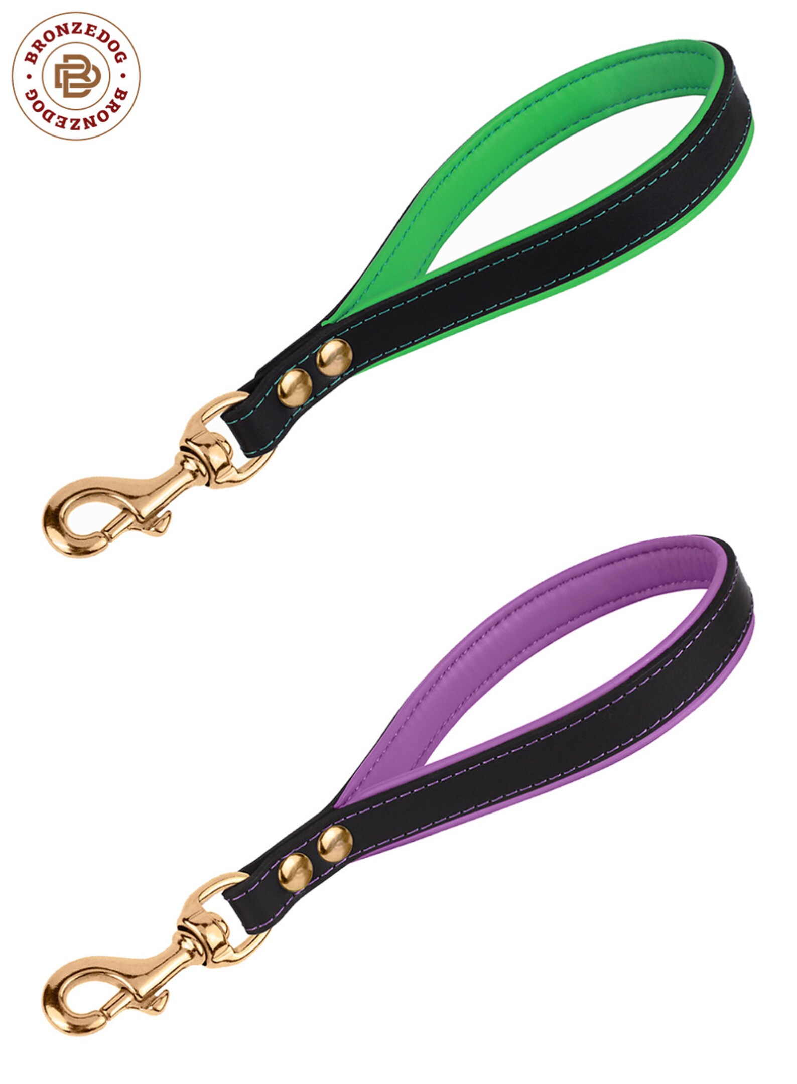 Short Leather Dog Leash Traffic Lead Brass Lock Medium Large Etsy