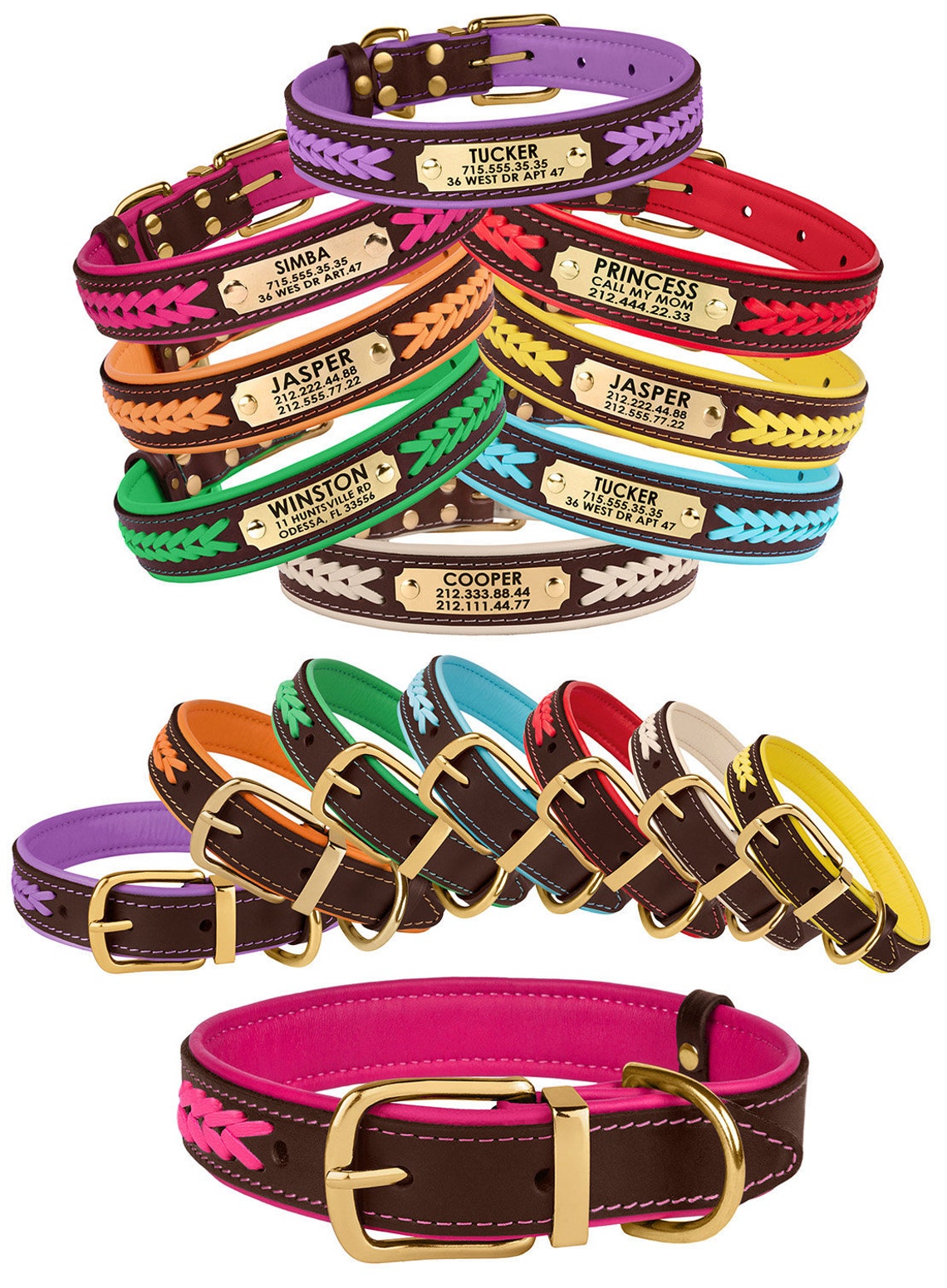Dog Collar Personalized Dog Collar Leather Braided Dog Etsy