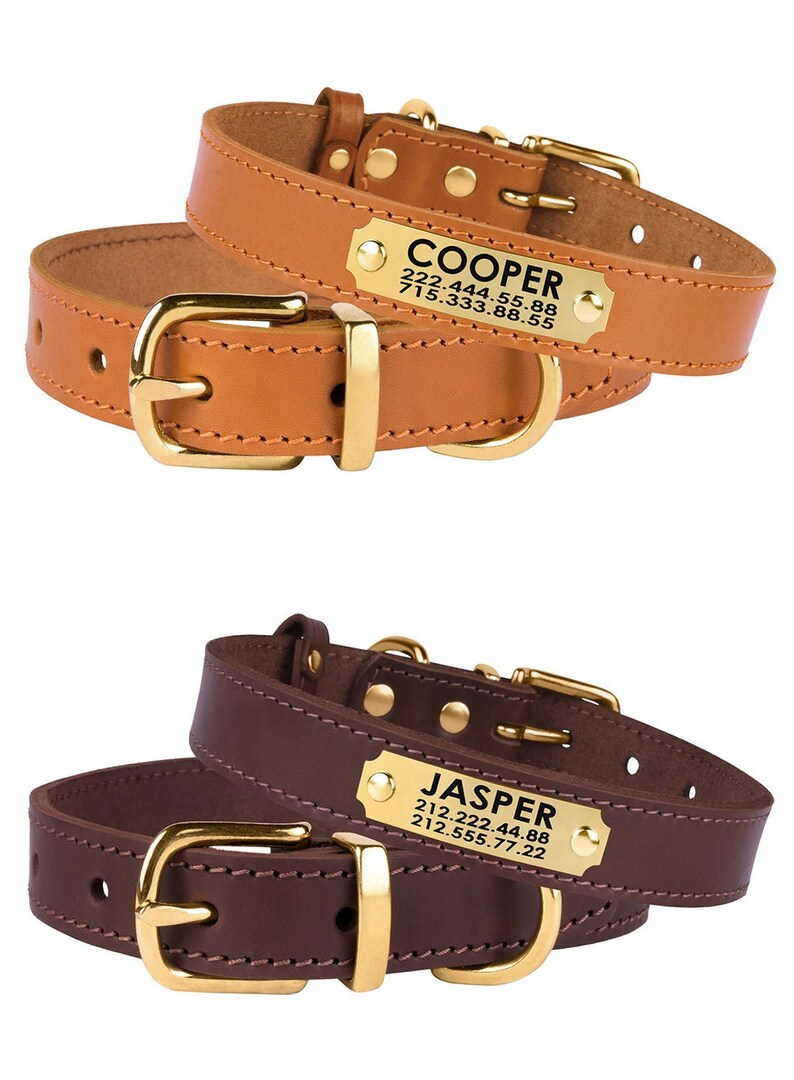 Black Dog Collar or Other 6 Colors Personalized Leather Dog Etsy