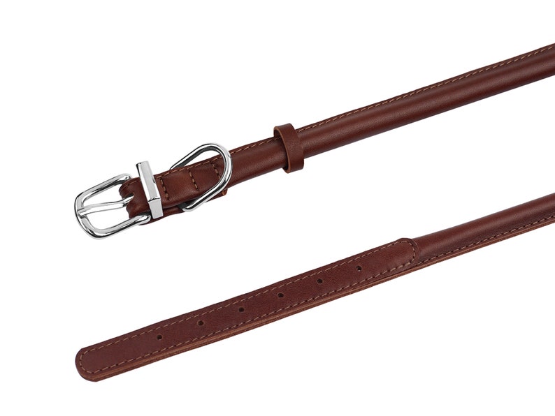 Classic Leather Dog Collar with Engraved ID Tag Rolled Etsy