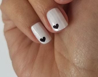 tiny black heart nail decals /  tiny heart water nail decals