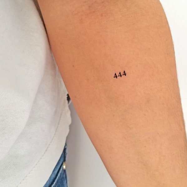 444 ángel número tatuaje temporal (juego de 4)