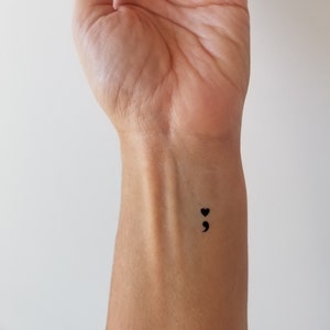 heart semicolon temporary tattoo (set of 8)
