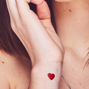 small red heart temporary tattoos (set of 12)