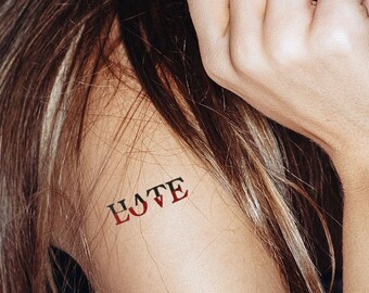 Hate Love Tattoo Etsy Hate Love Tattoo Etsy