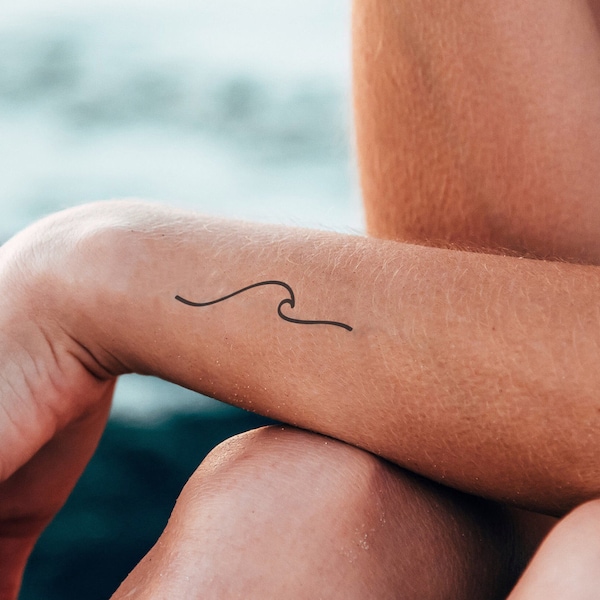 4 tatuaggi temporanei a onde minimaliste / 4 tatuaggi temporanei / tatuaggio temporaneo a onde / tatuaggio da spiaggia / tatuaggio a onde semplici