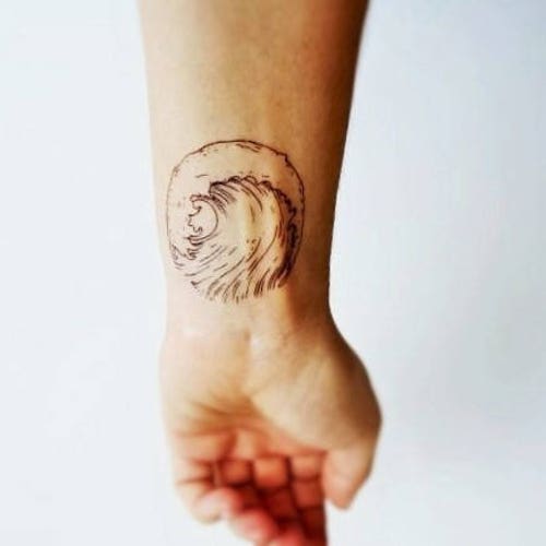 Wave Temporary Tattoo / Nautical Temporary Tattoo / Artistic Etsy