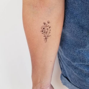 Wild flower bouquet temporary tattoo
