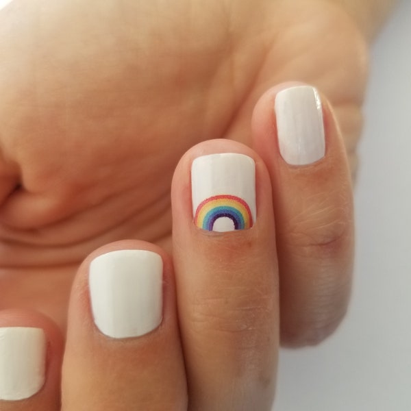rainbow water nail decals