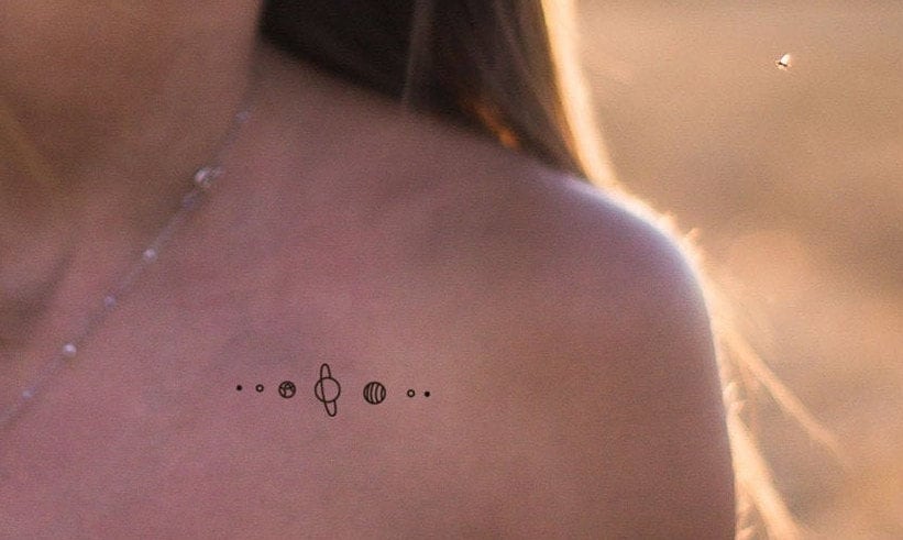 Minimalist Solar System done by Lindsey Strong at Rain  Forest Tattoo in  Portland OR  rtattoos