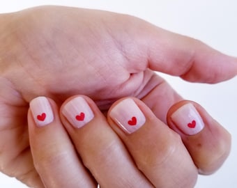 red heart nail decals / red heart nail tattoos