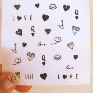 heart nail decals / love nail decals / love word nail decals / love nail art / lover nail art / heart nail art