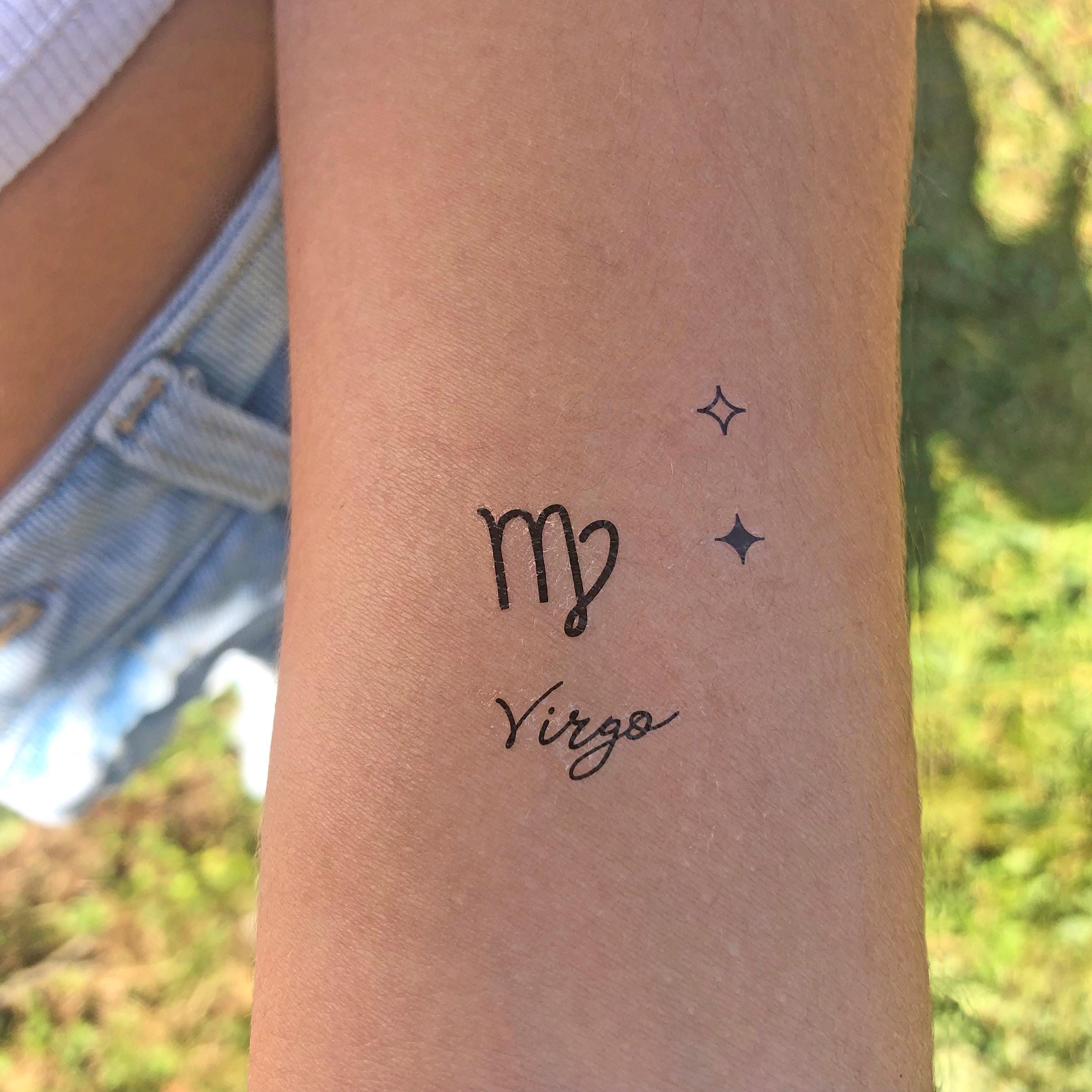 星付きの乙女座サイン4つの一時的なタトゥー、乙女座の誕生日への