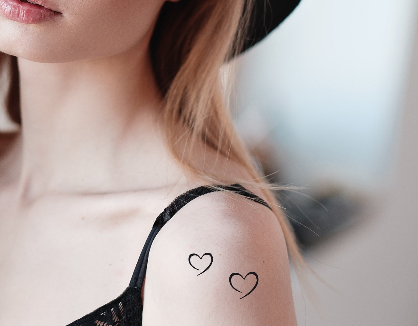 pics Black Outline Heart Tattoo mini outline heart temporary tattoos set of 6 black oneline heart tattoos for lovers