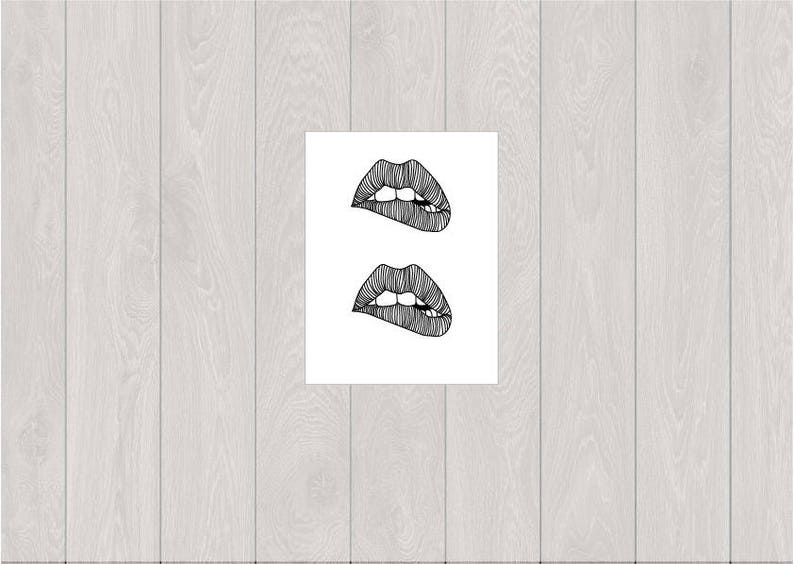 2 sexy mouth temporary tattoos / mouth temporary tattoo / Etsy