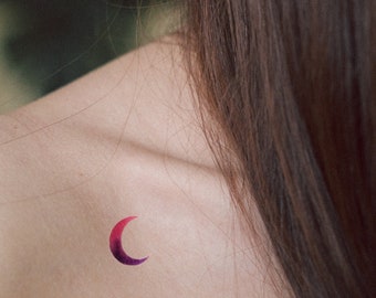 gradient crescent moon temporary tattoos (set of 6)