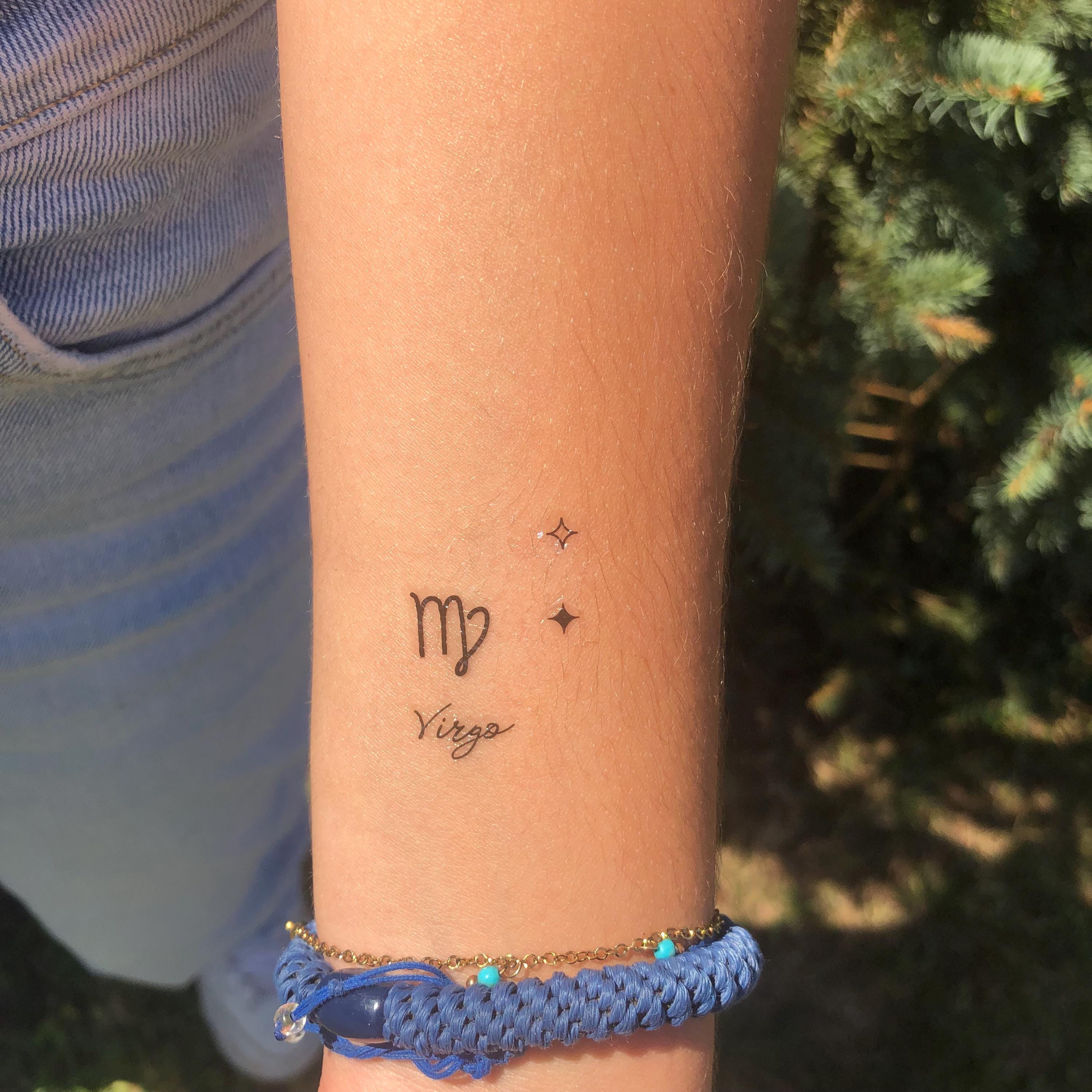 星付きの乙女座サイン4つの一時的なタトゥー、乙女座の誕生日への