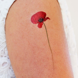 2 red poppies temporary tattoos /  poppy temporary tattoo / flowers bouquet temporary tattoo / boho tattoo / field flowers tattoo