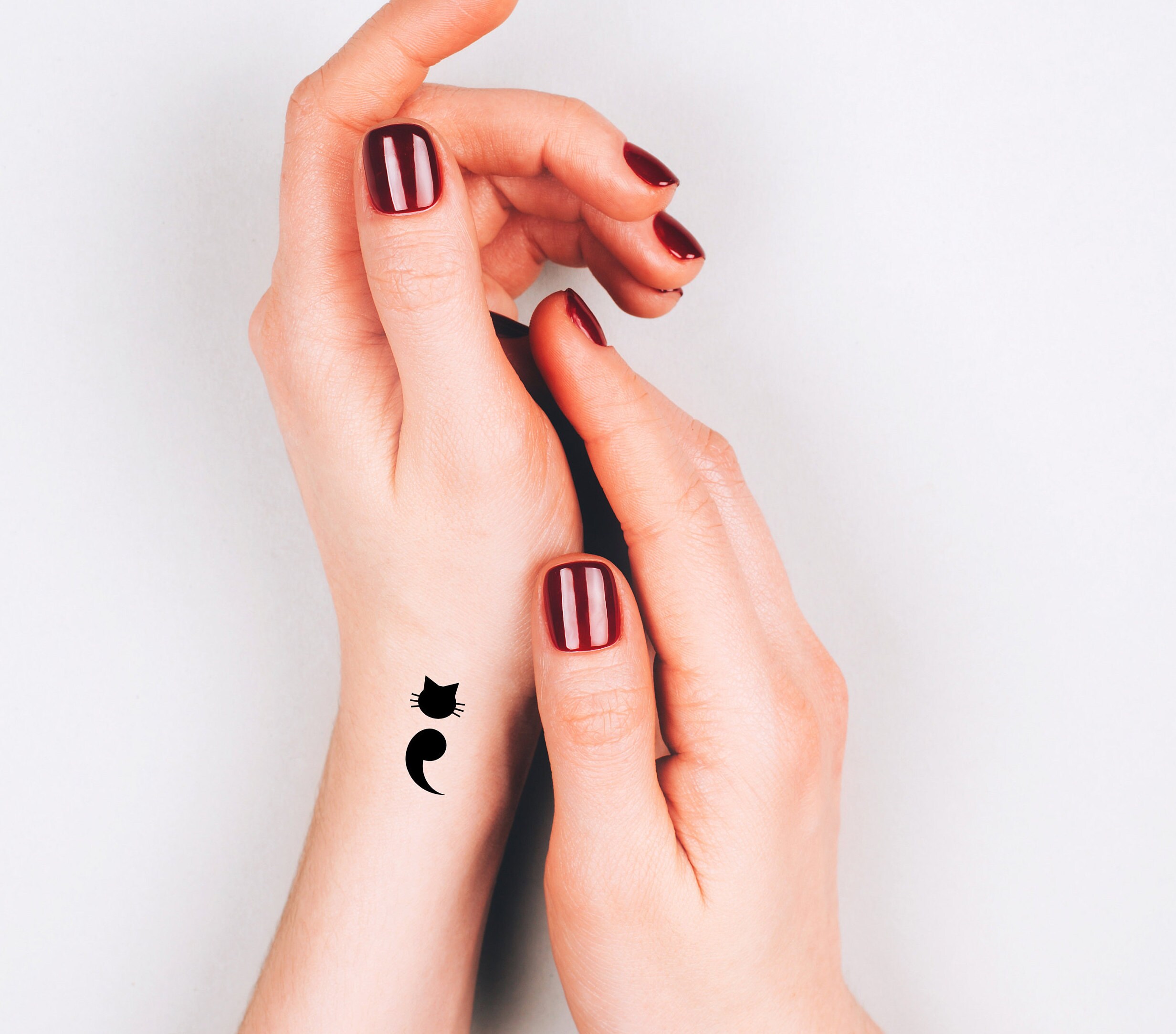 6Punkt Komma Katze Tattoo / Semikolon temporäre tattoo / Etsy
