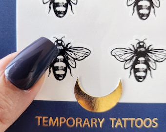 vintage bee temporary tattoo (set of 6)
