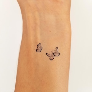 minimalist butterflies temporary tattoo (3 sets of 2)
