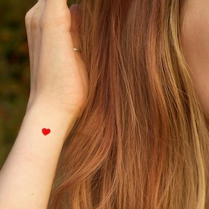 Temporary Red Heart Tattoos – Mini Cute Tattoos (Set of 15) | Romantic Body Sticker | Valentine’s Day, Weddings, Parties