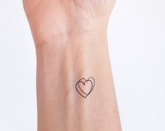 twin hearts temporary tattoos (set of 6), outline heart fake tatoo