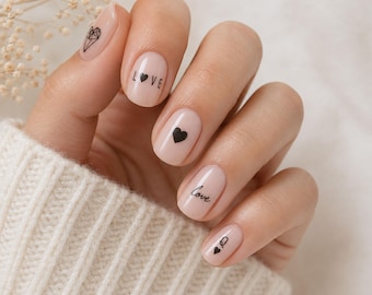 heart nail decals / love nail decals / love word nail decals / love nail art / lover nail art / heart nail art